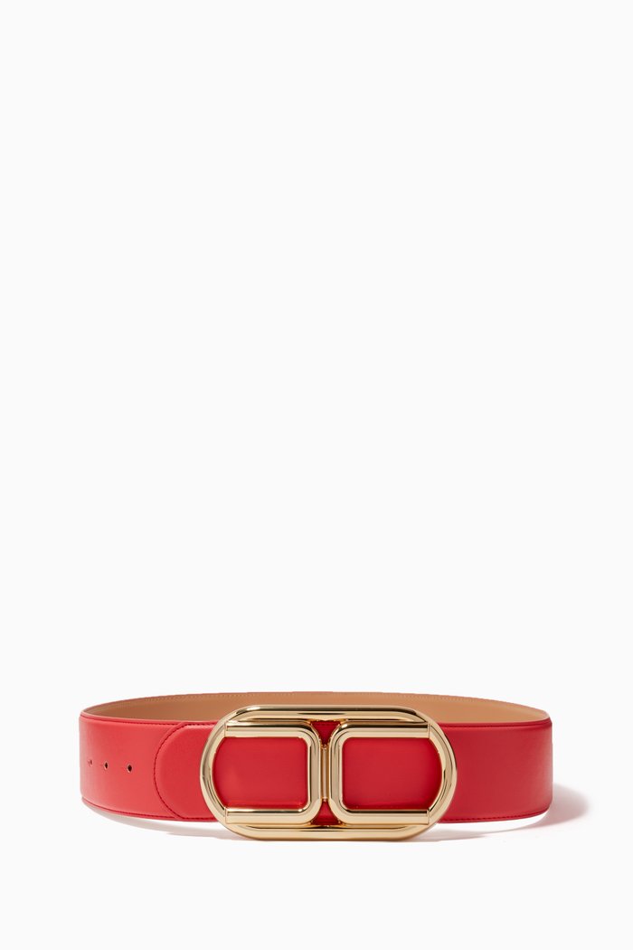 

Logo Belt in Faux Leather, Red