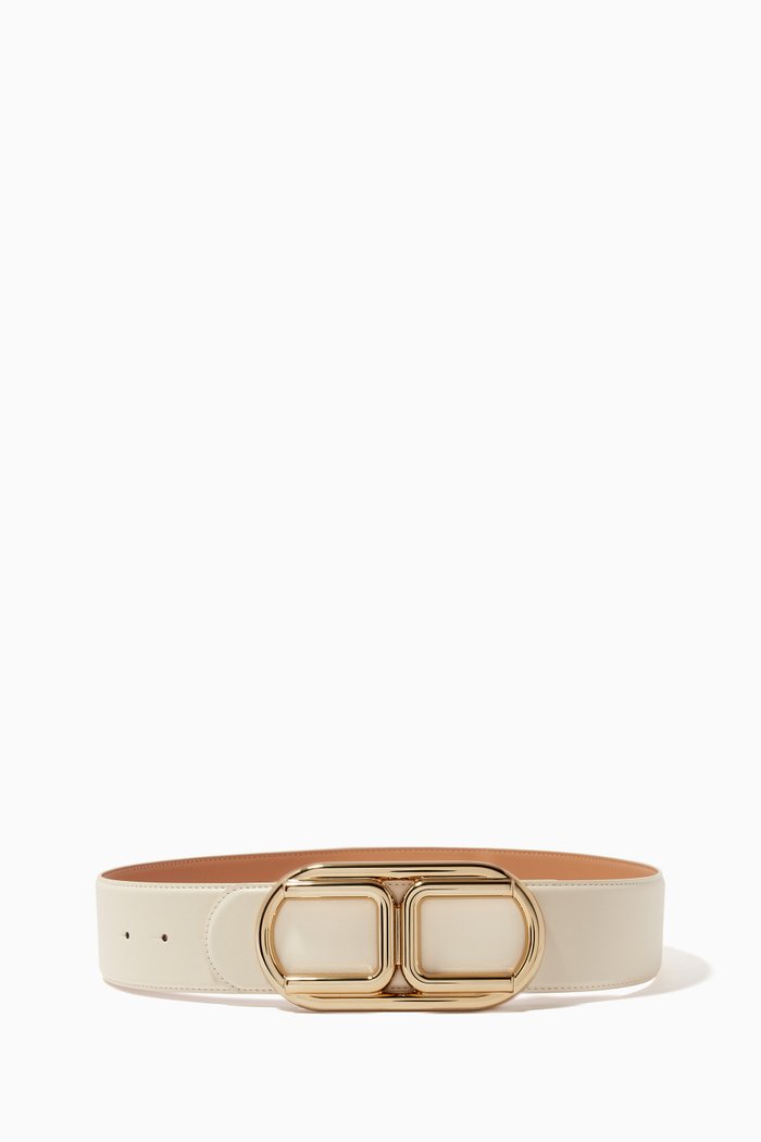 

Logo Belt in Faux Leather, White