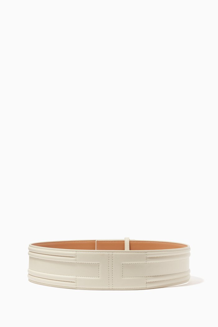 

Logo Belt in Faux Leather, White