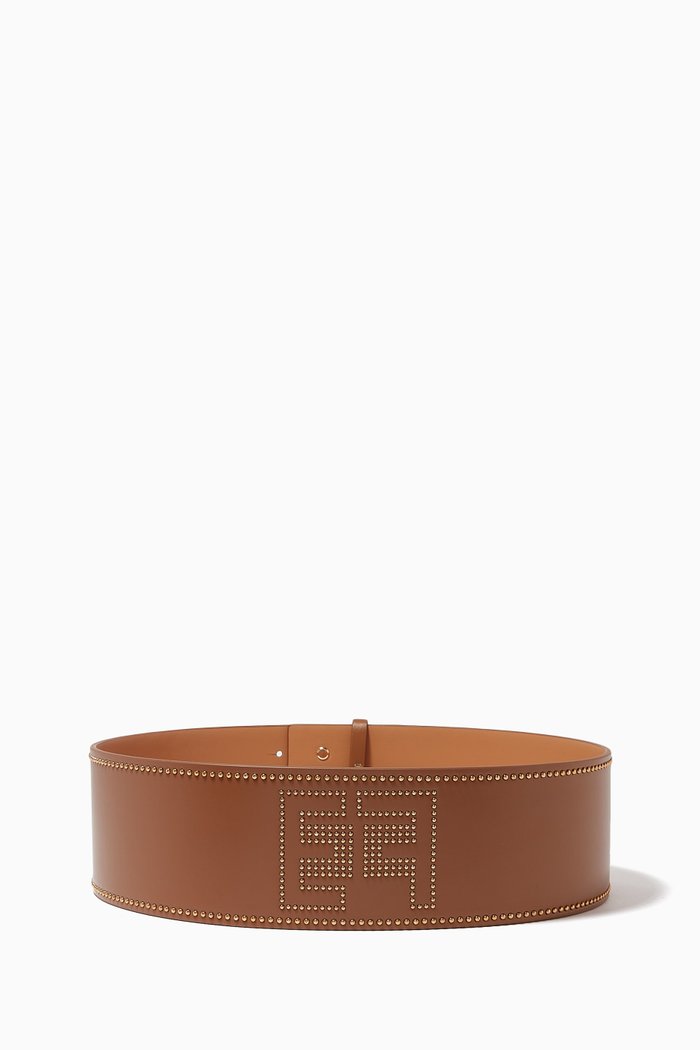 

Studded Logo Belt in Faux Leather, Neutral