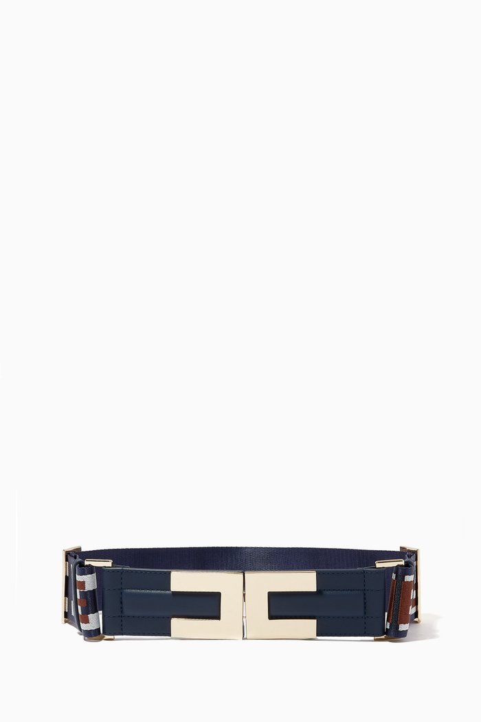 Logo Belt in Jacquard Logo, Blue