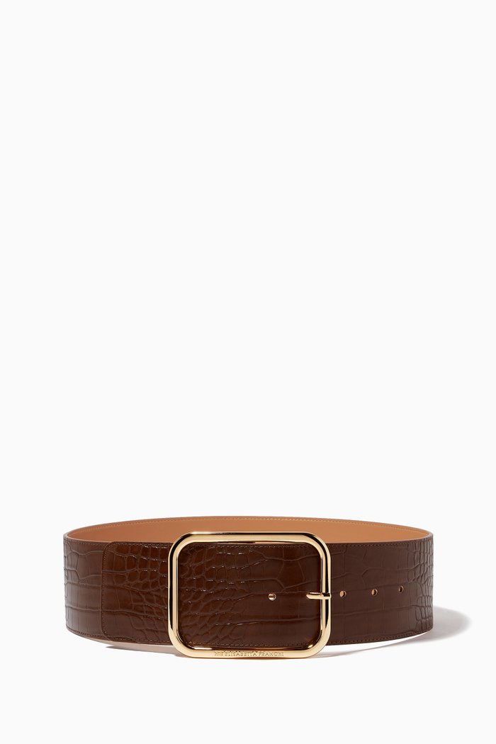 

Belt in Croc-Embossed Faux Leather, Brown