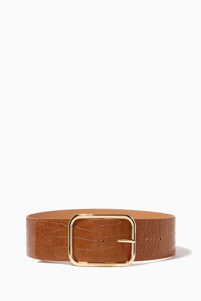 

Belt in Croc-Embossed Faux Leather, Neutral