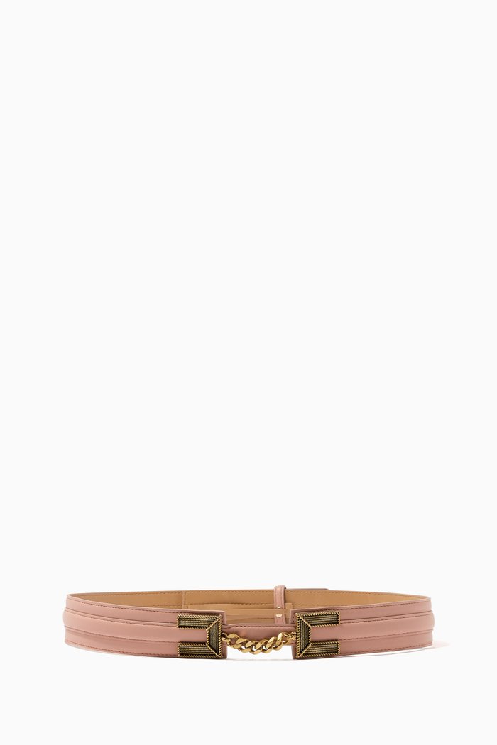 

Logo Belt in Faux Leather, Rose gold