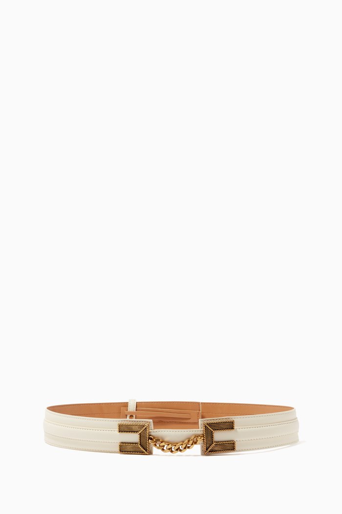 

Logo Belt in Faux Leather, White