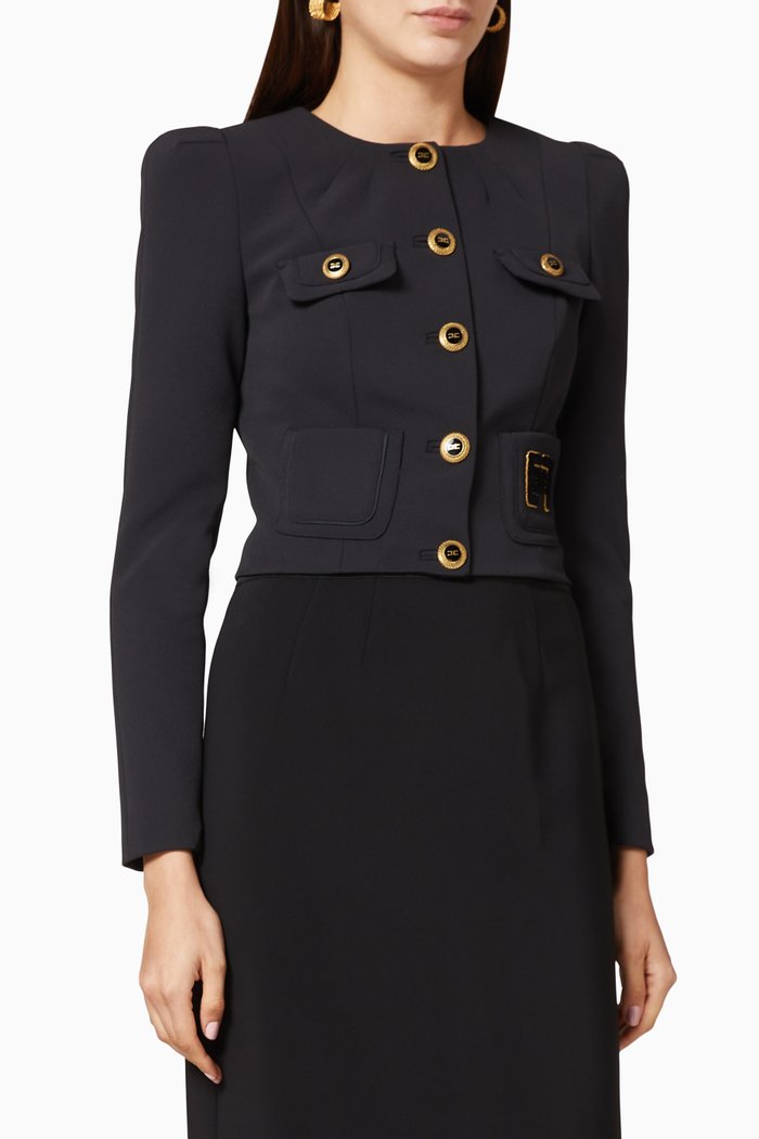 

Crêpe Crop Jacket, Black