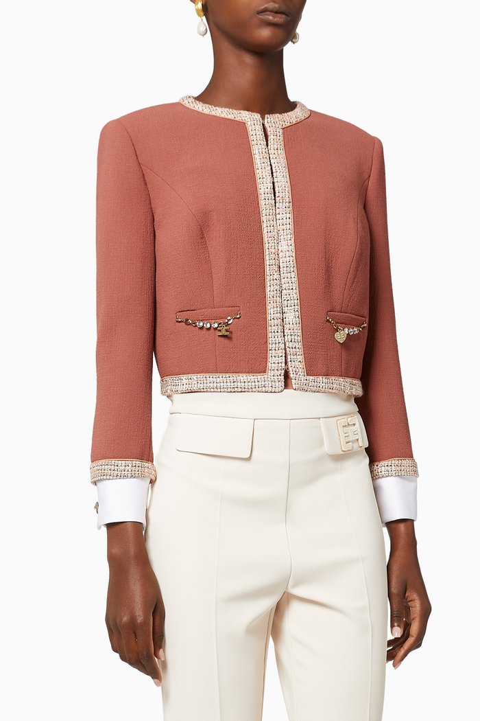 

Chain Appliqué Crop Jacket, Orange