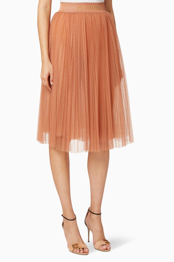 "Se Vuoi Puoi" Dobby Mesh Skirt, Rose gold