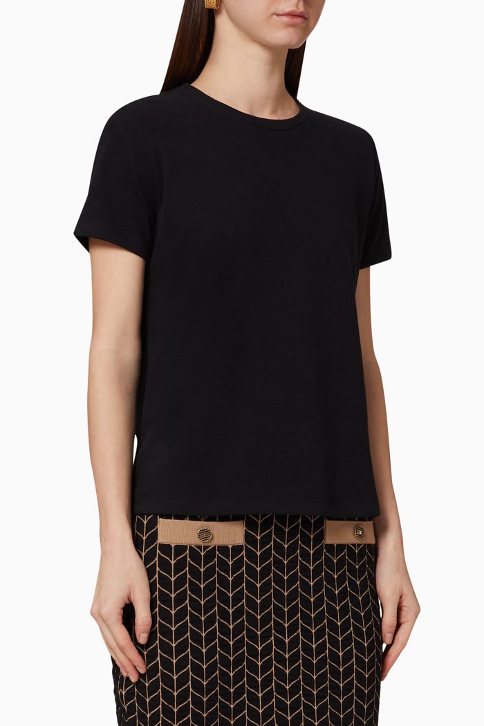 

Rhinestone Logo Cotton T-Shirt, Black