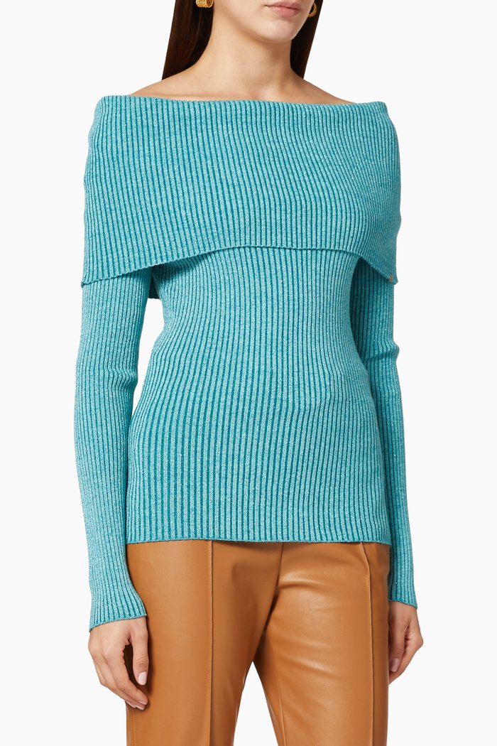 

Foldover Knit Jumper, Blue