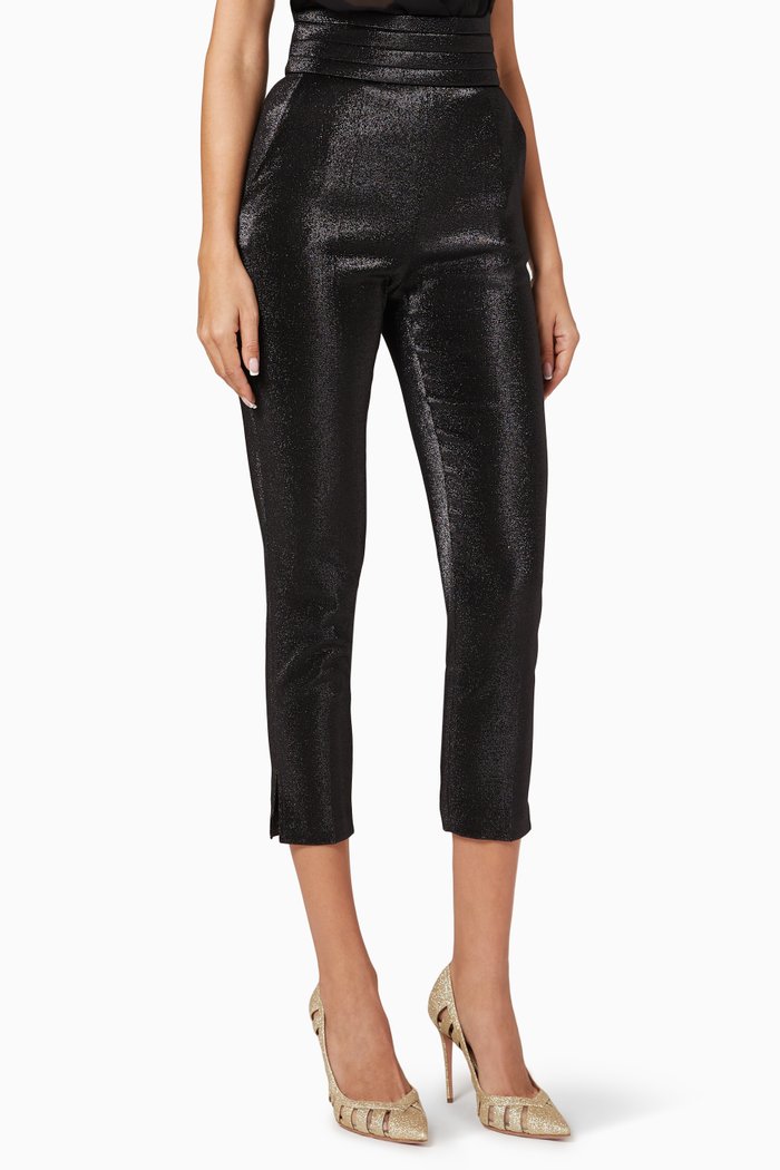 

Lurex Cigarette Pants, Black