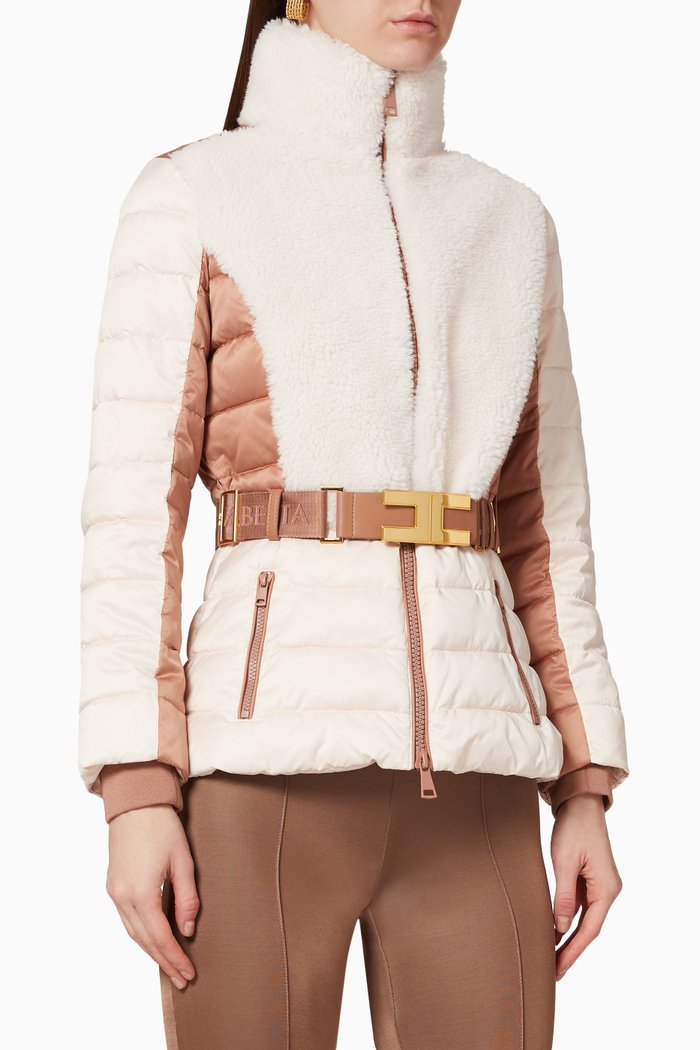 

Belted Quilted Nylon Jacket, Neutral