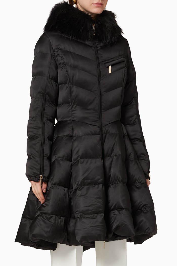 

Quilted Nylon Flared Jacket, Black