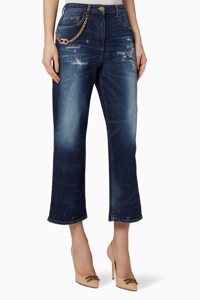 

Charm Chain Cropped Jeans, Blue