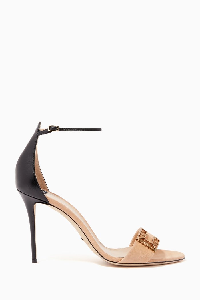 

Strap Sandals in Suede & Leather, Brown