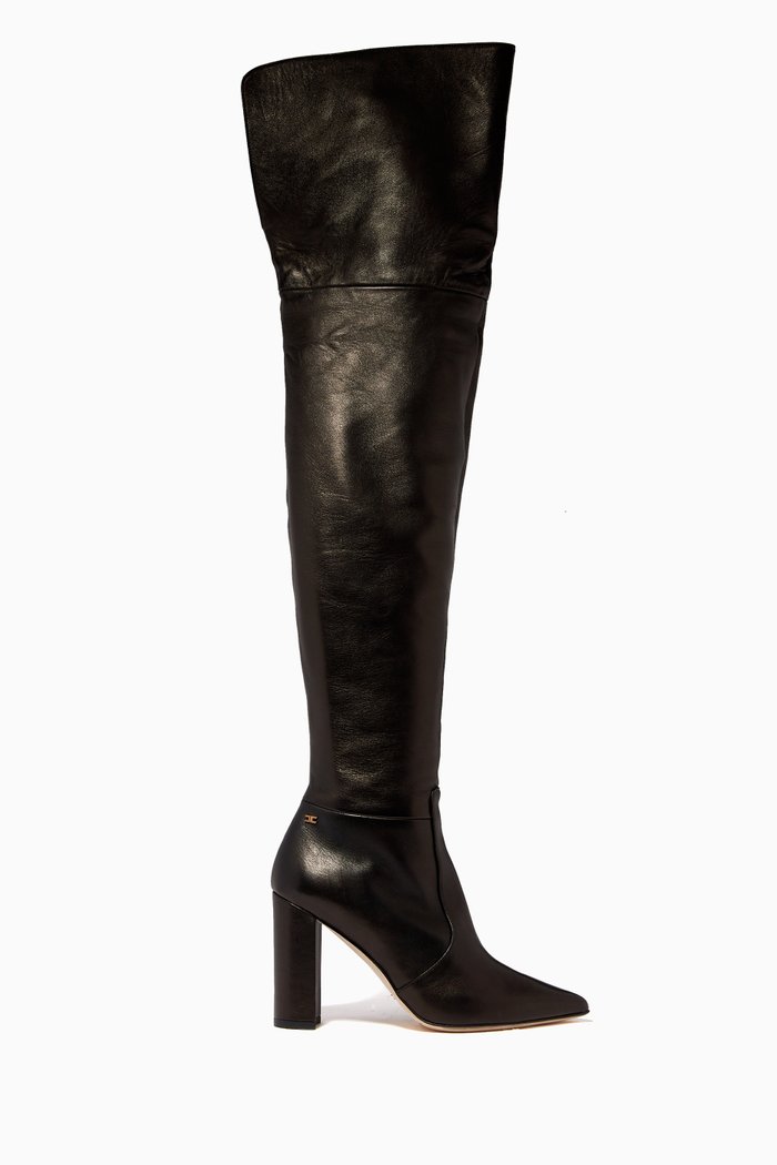 

Over-The-Knee Boots in Leather, Black