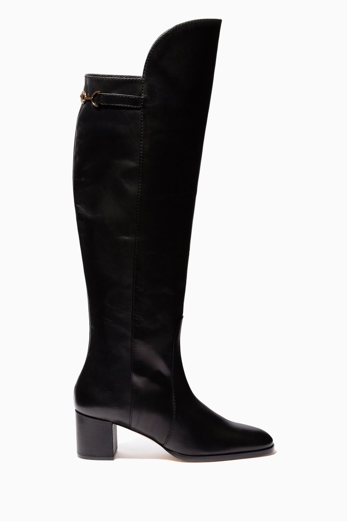 

Logo Detail Boots in Leather, Black