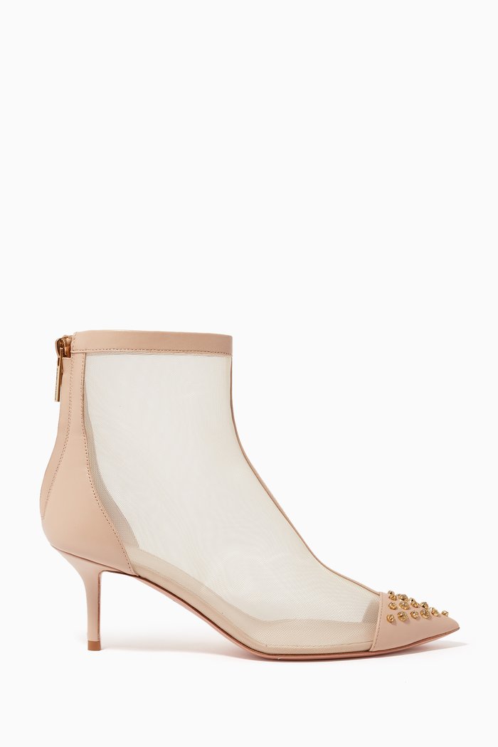 

Ankle Boots in Mesh & Leather, Brown