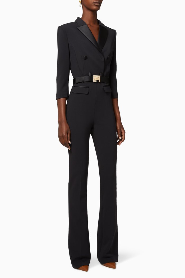 

Tuxedo Crêpe Jumpsuit, Black