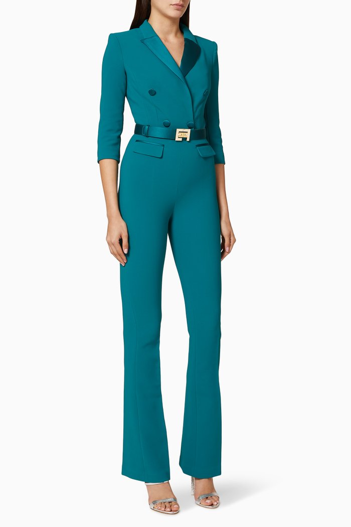 

Tuxedo Crêpe Jumpsuit, Blue