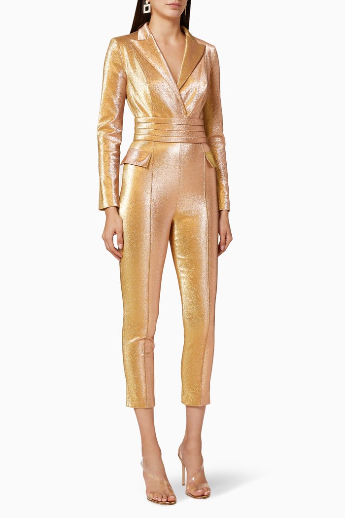 

Slim Fit Lurex Jumpsuit, Brown