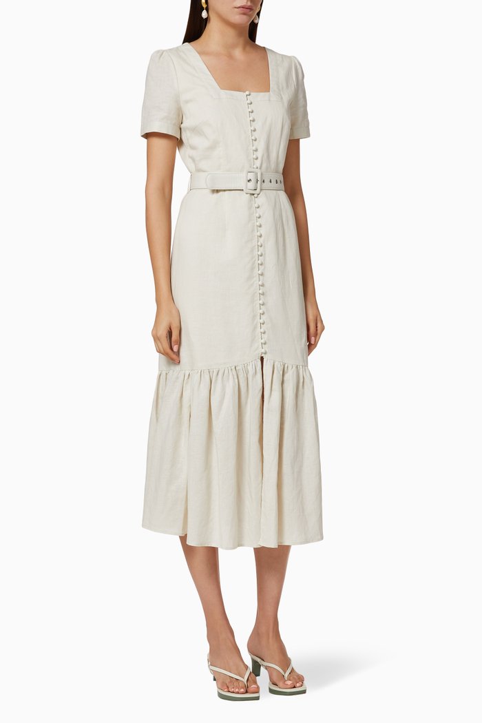 

Birdie Linen Midi Dress, White