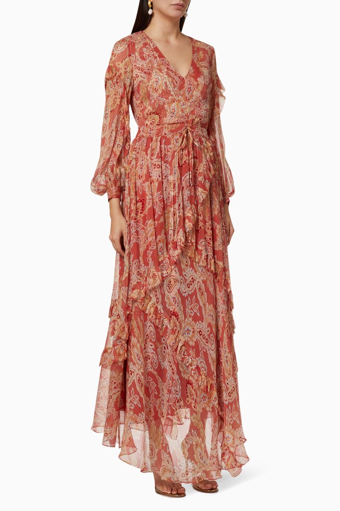 Gwendolyn Silk Maxi Dress, Red