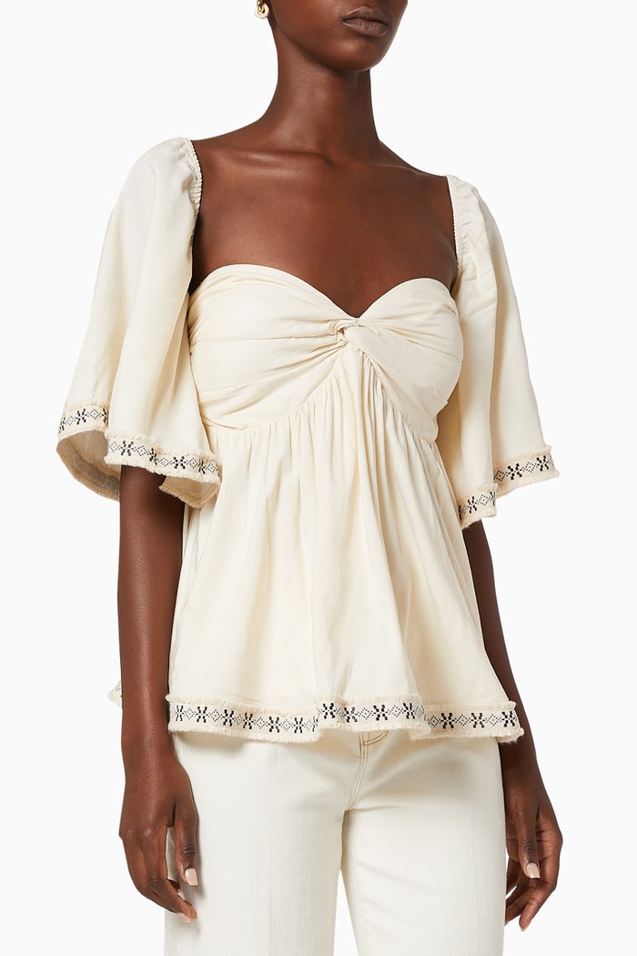 

Allegra Linen Bustier Top, White