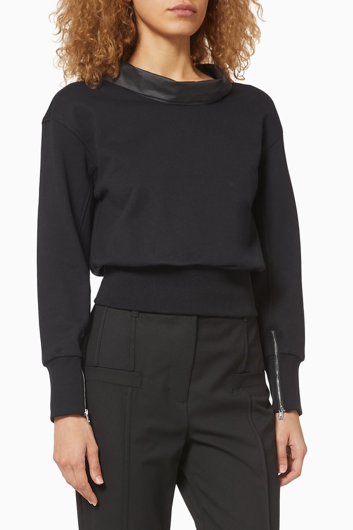 

Cowl Neck French Terry Sweatshirt, Black