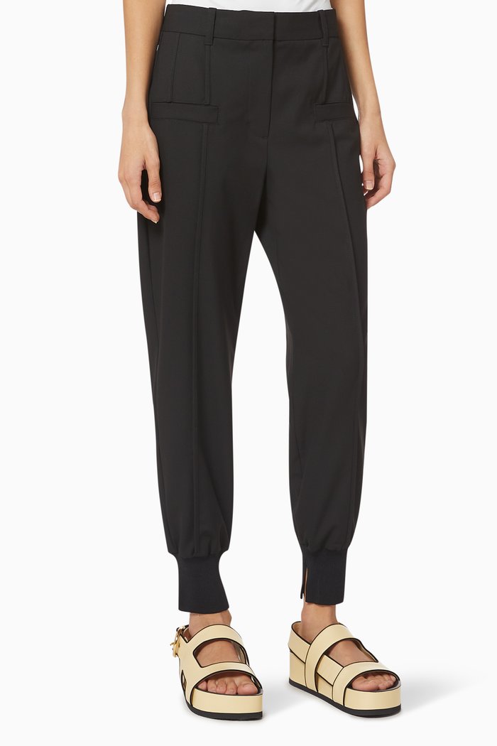 

Pleated Jersey Joggers, Black