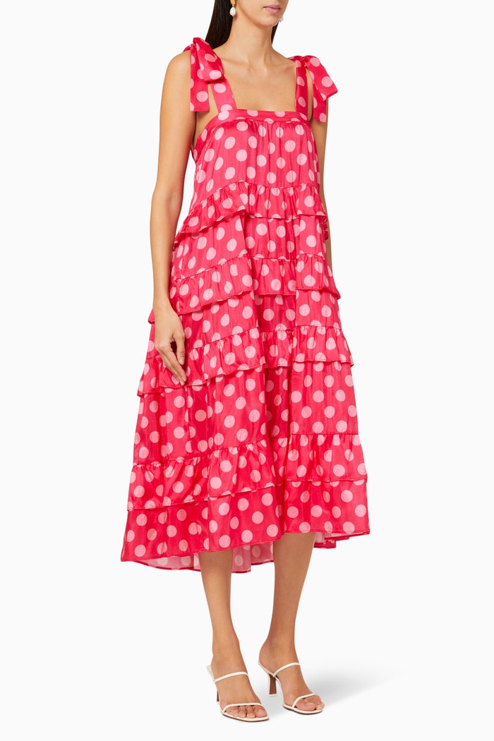 

Emely Polka Dot Silk Dress, Pink