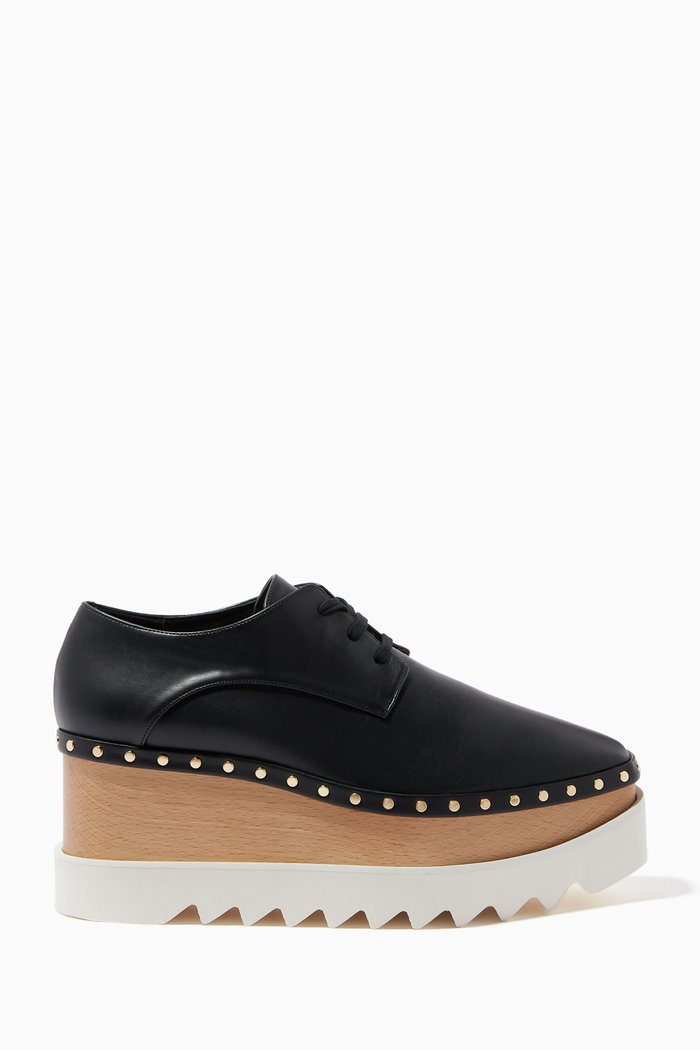Elyse Studded Platform Shoes in Patent Alter Leather, Black