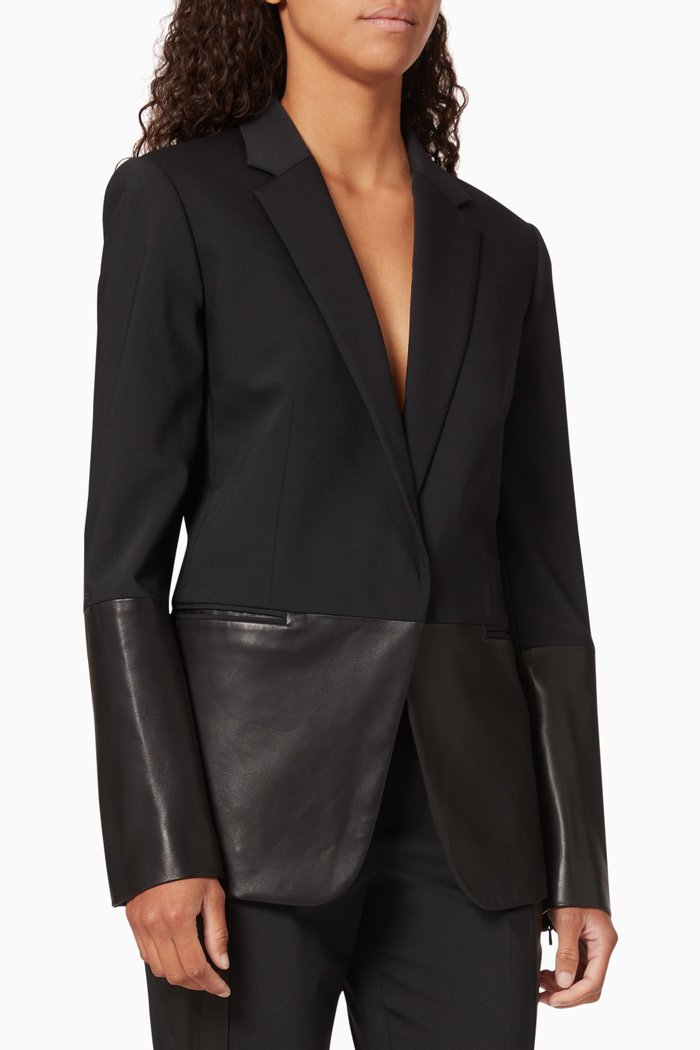 

Leather Combo Jacket, Black