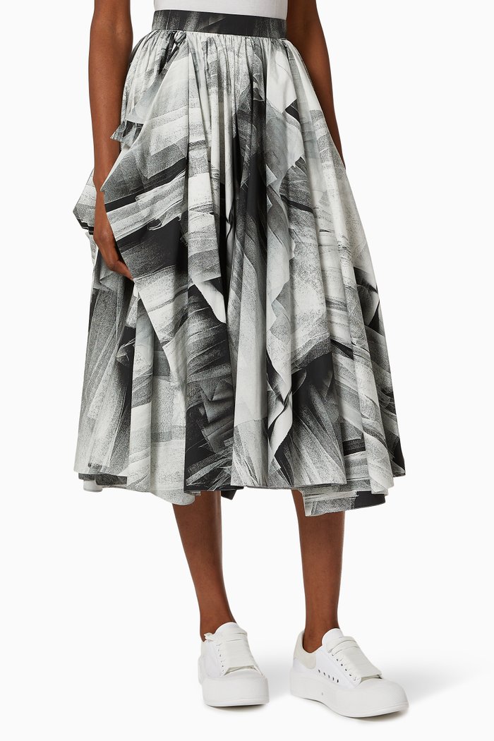

Tulle Toile Bow Drape Skirt in Faille, Black
