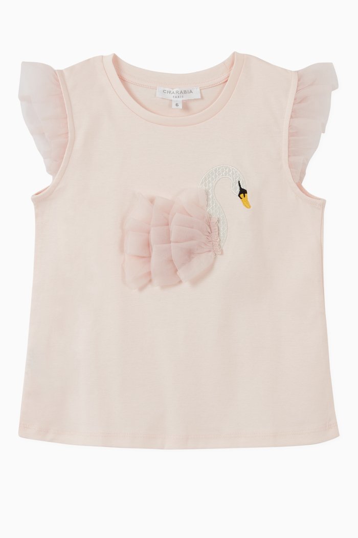 Swan Lake Organza Sleeve Top, Pink