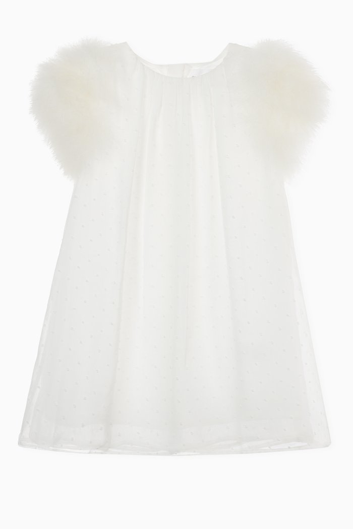 

Feather Sleeve Dress, Neutral
