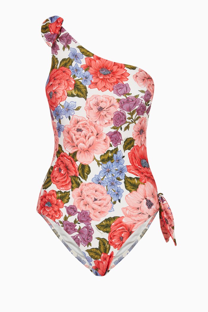 

Poppy Tie Shoulder One-Piece Swimsuit, Pink