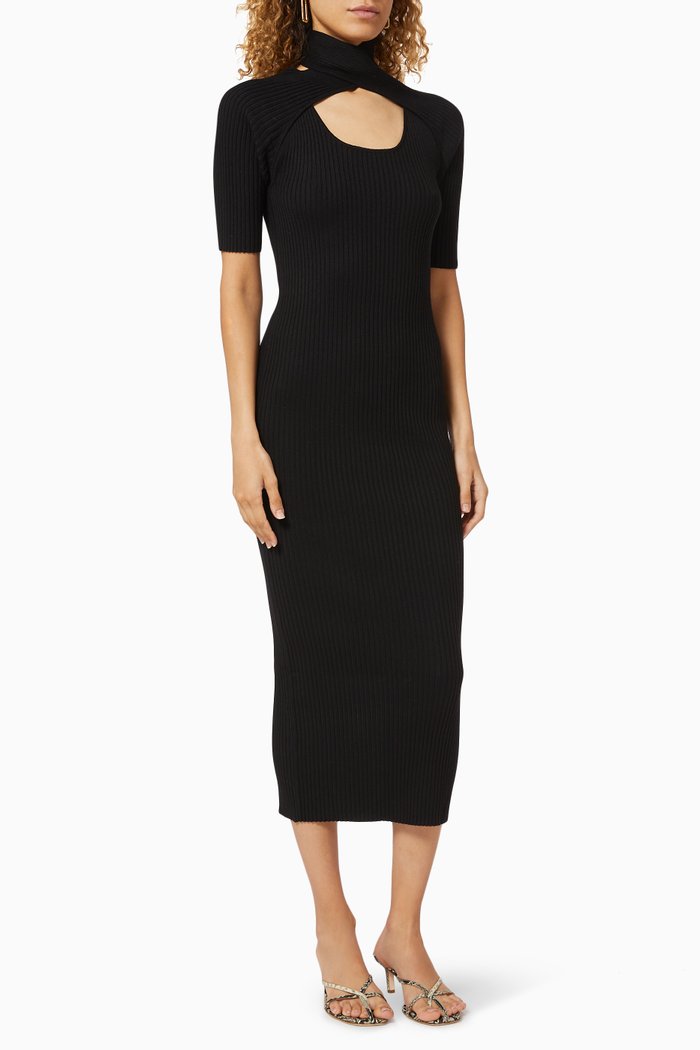 

Loop Layered Knit Dress, Black