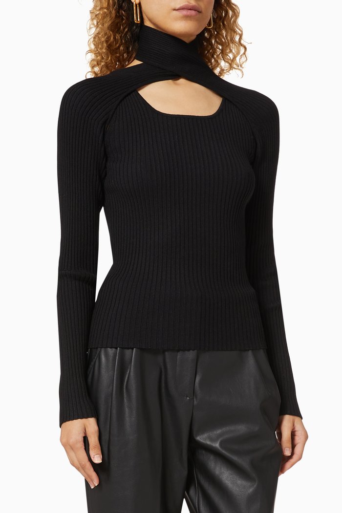 

Loop Layered Knit Top in Cotton, Black