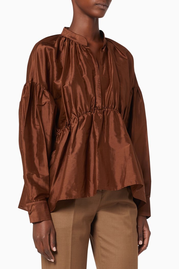 

Bloom Silk Blouse, Brown