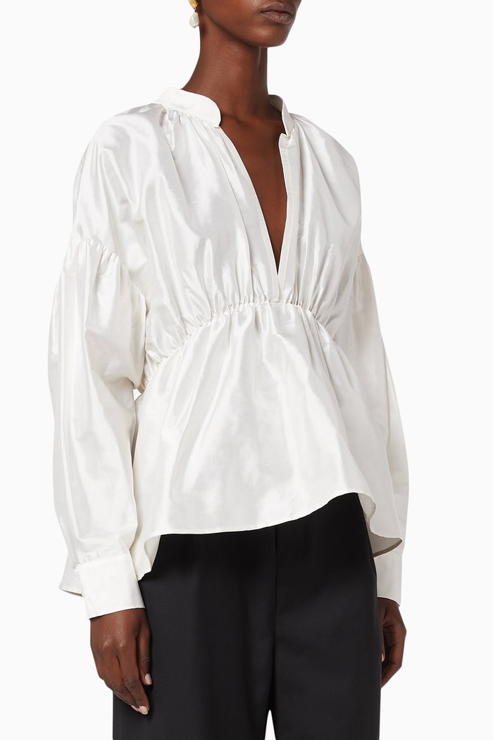 

Bloom Silk Blouse, Neutral