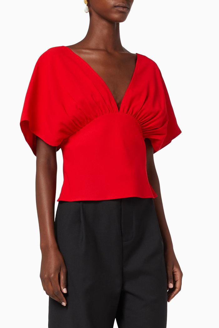 

Gathered Crepe Top, Red