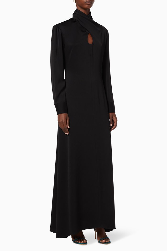 

Crossover Crepe Gown, Black