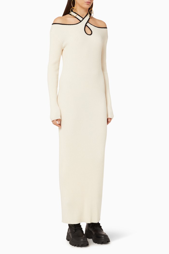 

Crossover Ribbed Dress, Neutral