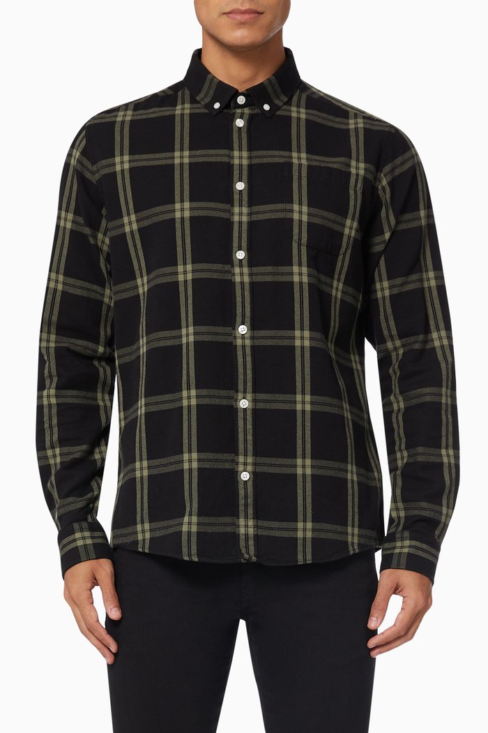 

Jasper Check Flannel Shirt, Black