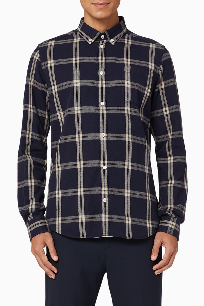 Jasper Check Flannel Shirt, Blue