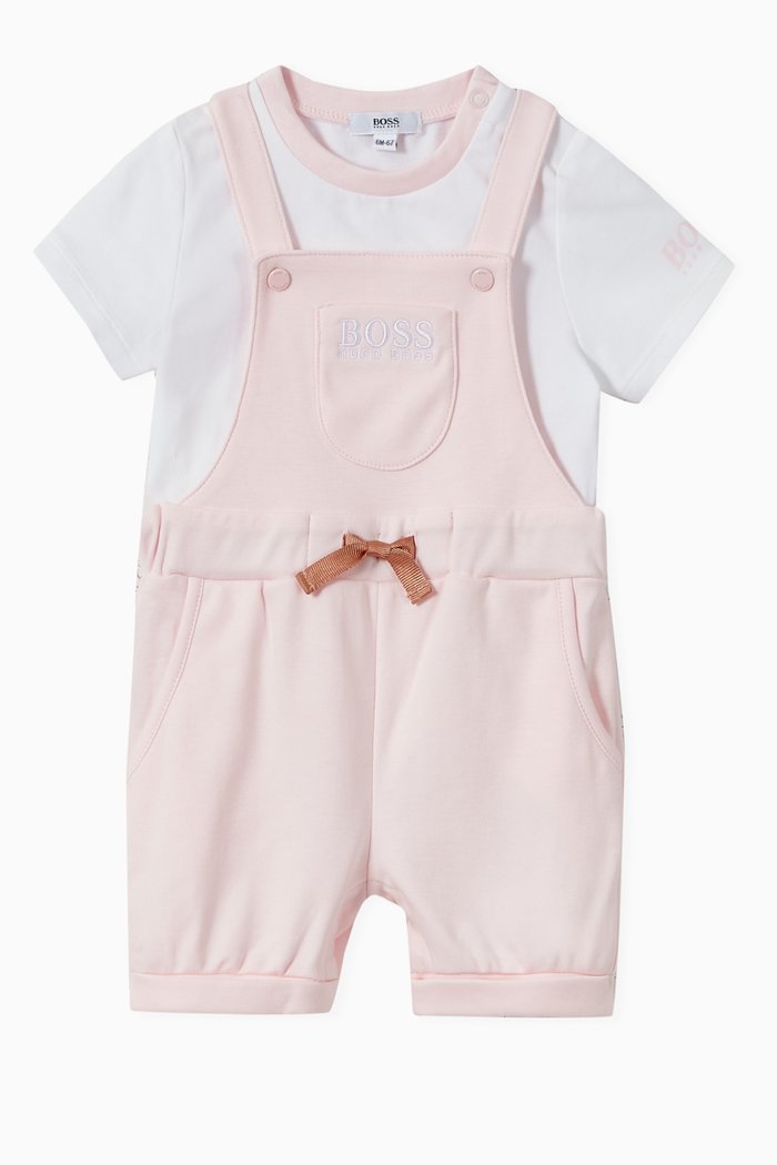 

T-Shirt & Dungarees Set in Cotton Jersey, Pink