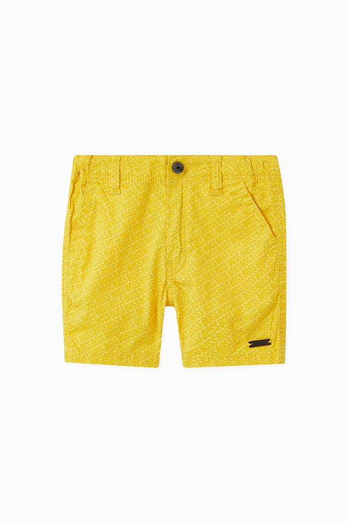 

Logo Print Shorts in Stretch Cotton, Yellow