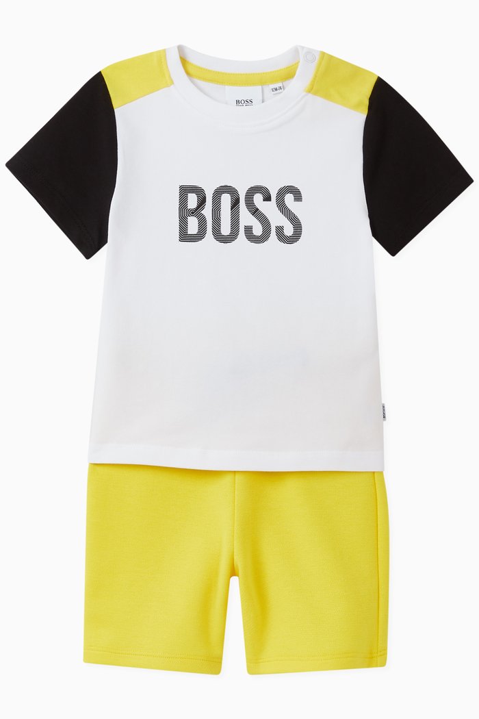 

Logo T-shirt & Track Shorts in Cotton Blend, White