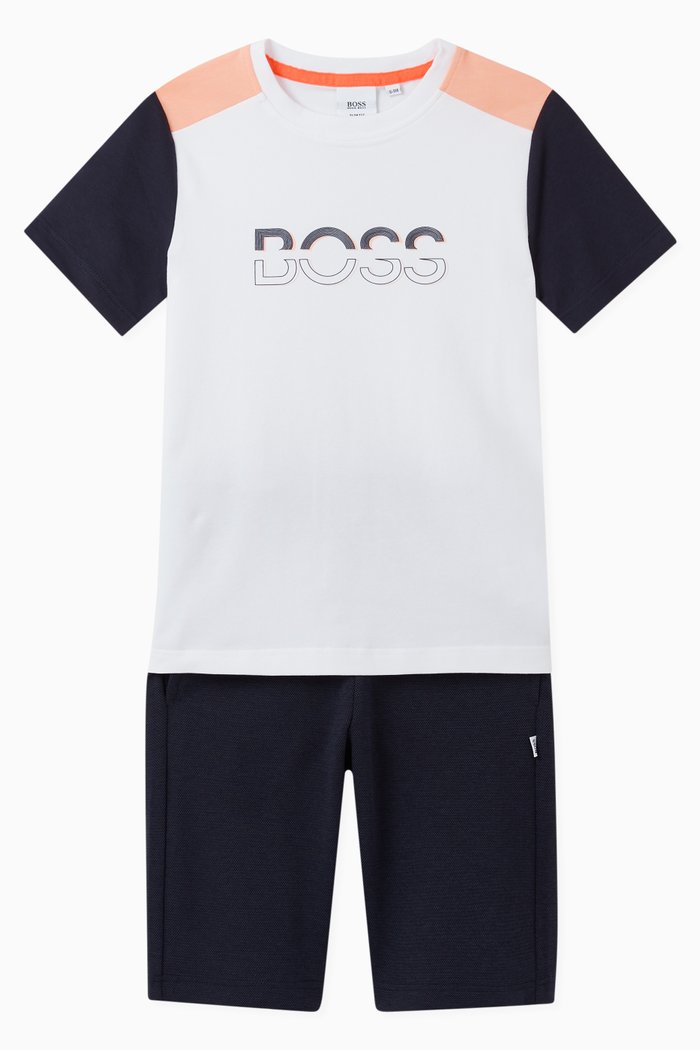 

Logo T-shirt & Track Shorts in Cotton Blend, White